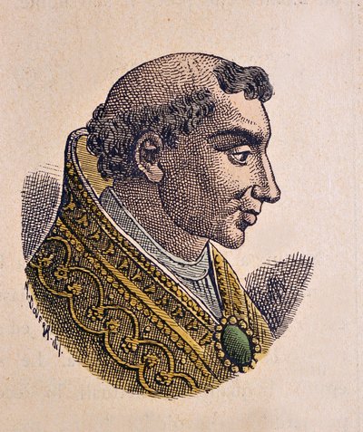Portret van paus Theodorus II (897) door Italian School
