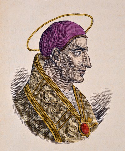 Portret van paus Vitalianus (657-672) door Italian School