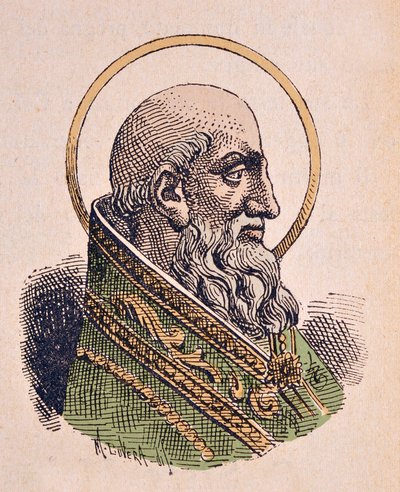 Portret van paus Sint Etienne I door Italian School