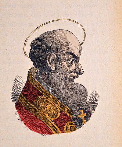 Portret van de paus heilige Pius V (1566-1572), 1898 (gravure met latere inkleuring) door Italian School