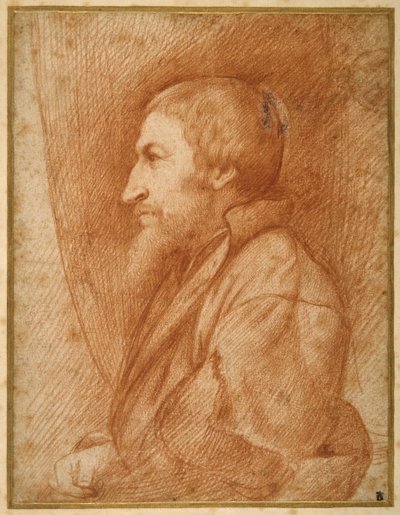Profielportret (zelfportret?) van een bebaarde man door Italian School