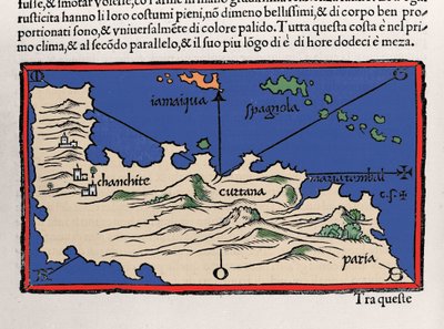 Weergave van de Caribische eilanden en de kusten van Venezuela (Isolario door Benedetto Bordone, Venetië 1547) door Italian School