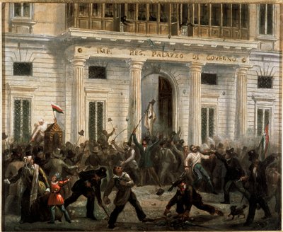 Revoluties van 1848, Vijf Dagen van Milaan: opstandelingen nemen het Paleis van de Regering over op 18 maart door Italian School