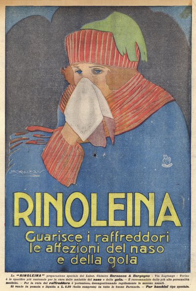 Rinoleine (kleurenlitho) door Italian School