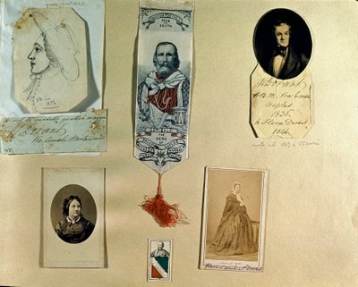 Risorgimento: collagebord rond de Italiaanse patriot Giuseppe Garibaldi (1807-1882). Rome, Museo del Risorgimento door Italian School