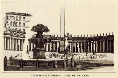 Rome: Colonnato en Fontein van S. Pietro Vaticaan door Italian School