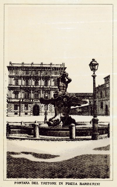 Rome: Tritonfontein op Piazza Barberini door Italian School