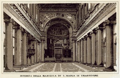 Rome: Interno Della Basilica Di S Maria In Trastevere door Italian School