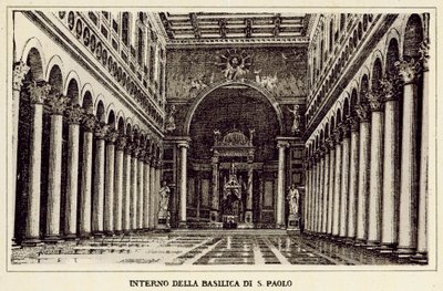Rome: Binnenkant van de Basiliek van Sint-Paulus door Italian School