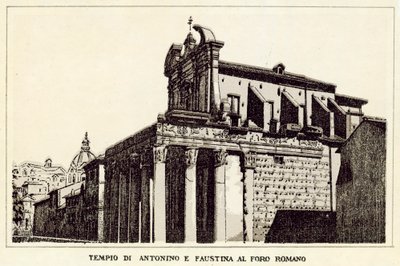 Rome: Tempel van Antoninus en Faustina op het Forum Romanum door Italian School