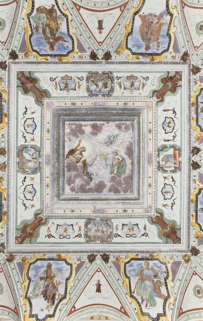 Kamer van Jupiter en Mercurius: Jupiter, Mercurius en Cupido, omringd door de vier seizoenen door Italian School