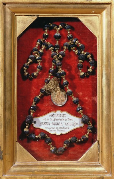 Rozenkrans gegeven aan Anna-Maria Taigi door Prinses Barberini (goud en edelsteen) door Italian School