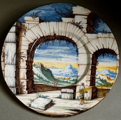 Ruïne en landschap (circa 1650) door Italian School