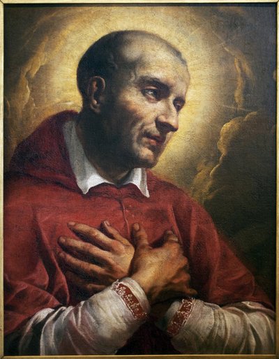Sint Charles Borromee. Fragment van een anoniem schilderij uit Napels. door Italian School