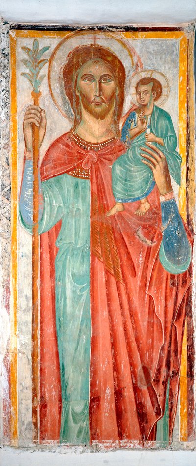 Sint Christoffel Anoniem 14e eeuw fresco Varazze, kapel van het kasteel Invrea, Italië door Italian School