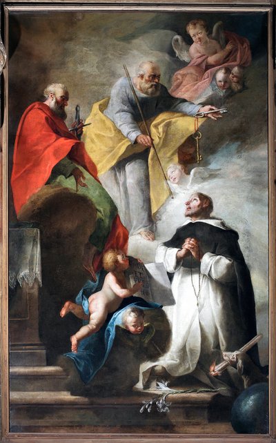 Sint Dominicus ontvangt de pelgrimsstaf en het boek waarin staat 