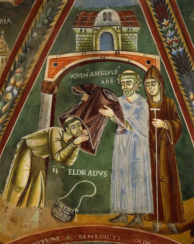 Sint Heldrad keert terug van Santiago de Compostela, in de kapel van Sts. Heldrad en Nicolaas door Italian School