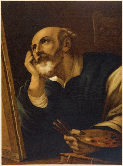 Sint Lucas die schildert in "Aurea Bibbia classica: storia della rivelazione divina nell