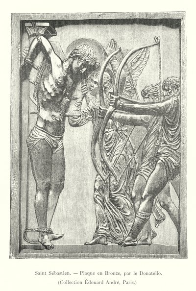 Sint Sebastiaan, Bronzen Plaque, door Donatello, Collectie Edouard André, Parijs (gravure) door Italian School