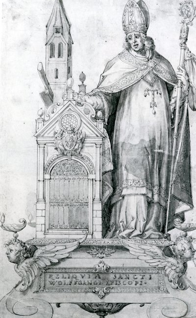 Sint Wolfgang van Regensburg (c.934-994) (gravure) door Italian School