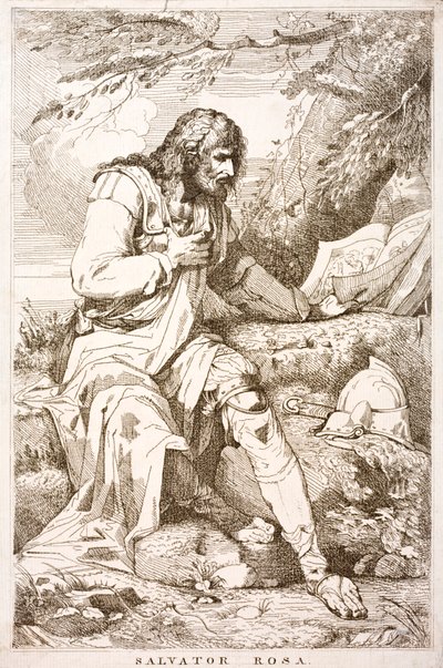 Salvator Rosa, Italiaanse barokschilder, dichter en graveur (gravure) door Italian School