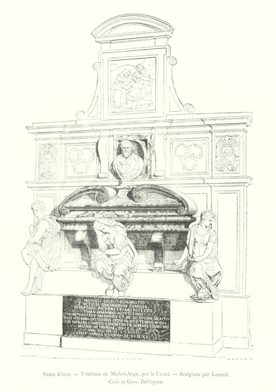 Santa Croce, Graf van Michelangelo, door Vasari, Beeldhouwwerk door Lorenzi, Cioli en Giov Dell