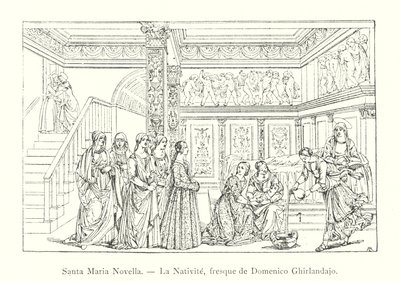 Santa Maria Novella, De Geboorte, fresco van Domenico Ghirlandajo door Italian School