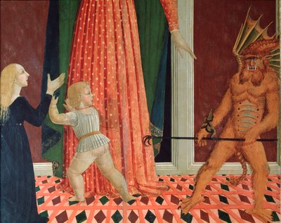 Santa Maria del Soccorso of Maria Hulp der Christenen (Detail van een demon) Schilderij van de Florentijnse school van de 15e eeuw Florence Chiesa di Santo Spirito door Italian School