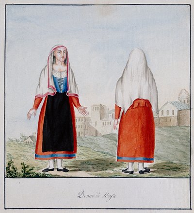 Sardijnse kostuums van Bosa, gedrukt ms.258, Luzzetti Collectie door Italian School