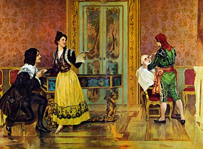 Scène uit de opera "De Barbier van Sevilla", door Gioachino Rossini door Italian School
