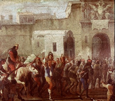 Scène van de bestraffing van dieven ten tijde van Masaniello (detail) door Italian School