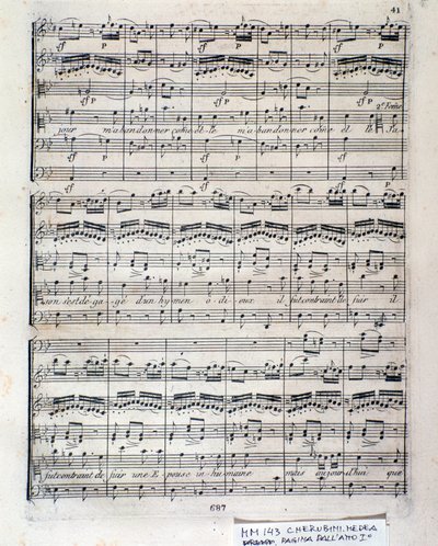 Bladmuziek van Medea (acte 1), opera van Luigi Cherubini door Italian School