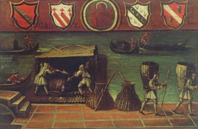 Bord van het Venetiaanse Kolenporteursgilde door Italian School