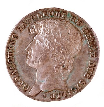 Zilveren munt (piastra) uit Napels: Joachim Murat (1767-1815), koning van Napels door Italian School