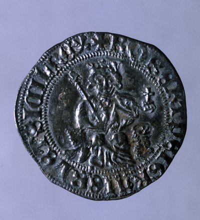 Zilveren munt geslagen ten tijde van koning van Napels Robert I van Anjou (1275-1343). door Italian School