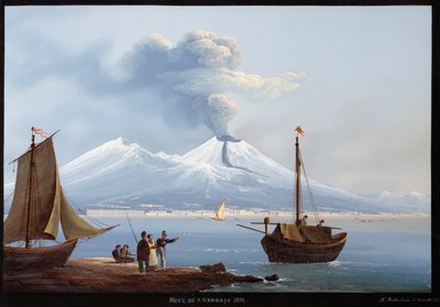 Sneeuwstorm / Vesuvius vulkaanuitbarsting op 2 januari door Italian School
