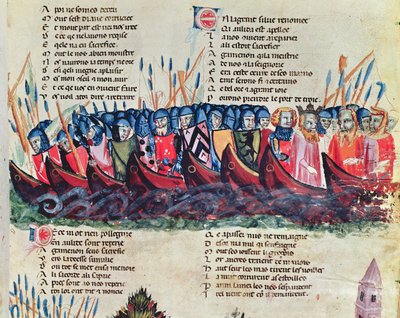 Soldaten in hun schepen, uit de Codex Benito de Santa Mora door Italian School