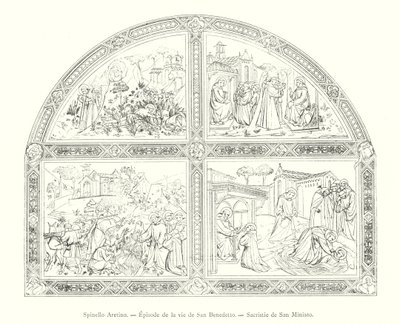 Spinello Aretino, episode uit het leven van San Benedetto, sacristie van San Miniato door Italian School
