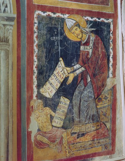 St. Gregorius de Grote, met Job aan zijn voeten, St. Gregoriuskapel, c.1224 door Italian School