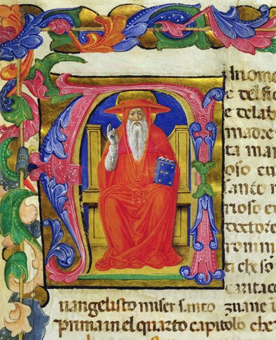 St. Jerome, uit een Mariegola van de lekenbroederschap van St. Jeroma, c.1400 door Italian School