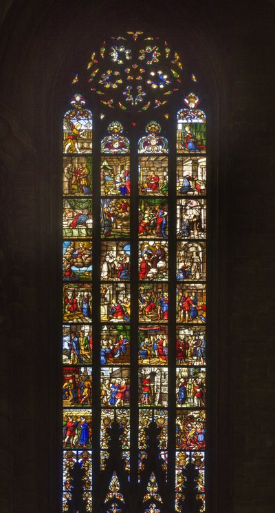 Verhalen van Sint-Catharina van Alexandrië (glas-in-lood) door Italian School
