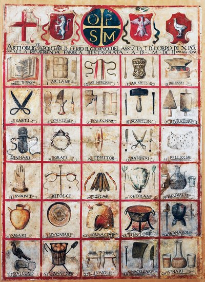 Symbolen van kunst en ambachten van de stad Orvieto door Italian School