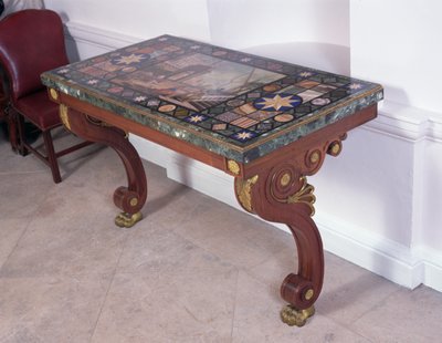Tafelblad met de haven van Livorno, naar een ontwerp van Antonio Ciocci (fl.1722-92) (pietra dure) door Italian School