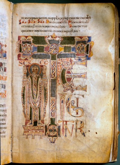 Te igitur Pagina van een missaal en sacramenteel vertegenwoordiger. Gemaakt in de 11e eeuw in het klooster van Sant