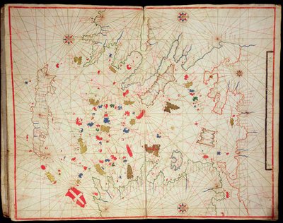 De Egeïsche Zee, uit een nautische atlas, 1646 door Italian School