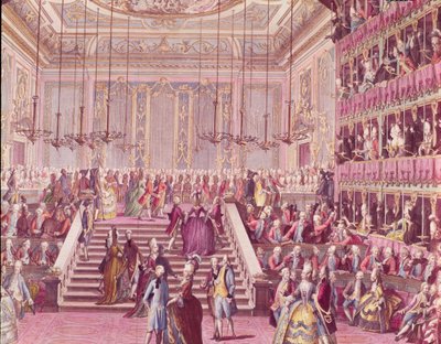 Het bal in het Teatro San Benoit in Venetië op 22 januari 1782, eind 18e eeuw door Italian School