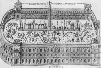 Het Circus Maximus in Rome, ca. 1600 door Italian School