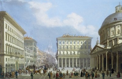 Het Stadhuis en Piazza di San Carlo uit Zichten op Milaan en zijn omgeving door Italian School