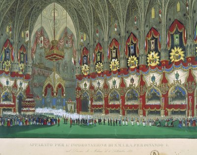 De Kroning van Ferdinand I in de Kathedraal van Milaan, 6 september 1838 door Italian School