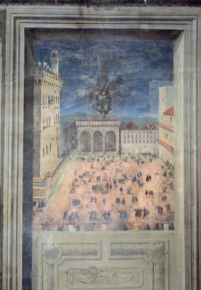 Het Vuurwerk op Piazza della Signoria, c.1560 door Italian School